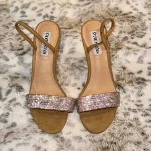 Steve Madden rhinestone embellished nude sling back heels size 7